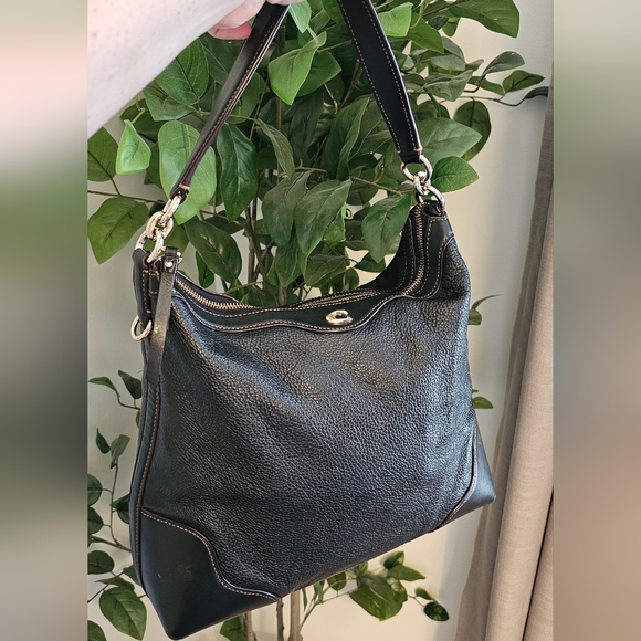 Coach Handbags - Coach Ivie Pebbled Leather Shoulder Hobo Bag Black F35846